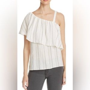 Sanctuary Asymmetrical Linen White Striped Top